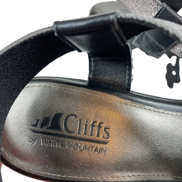 NWT Cliffs by White Mountain Metallic Glitter Strappy Slip-on Wedge Sandals 9.5 - Picture 10 of 12